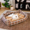Bed de perro calmante de perros de refuerzo retro a cuadros clásico - Retiro nostálgico