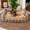 Bed de perro calmante de perros de refuerzo retro a cuadros clásico - Retiro nostálgico