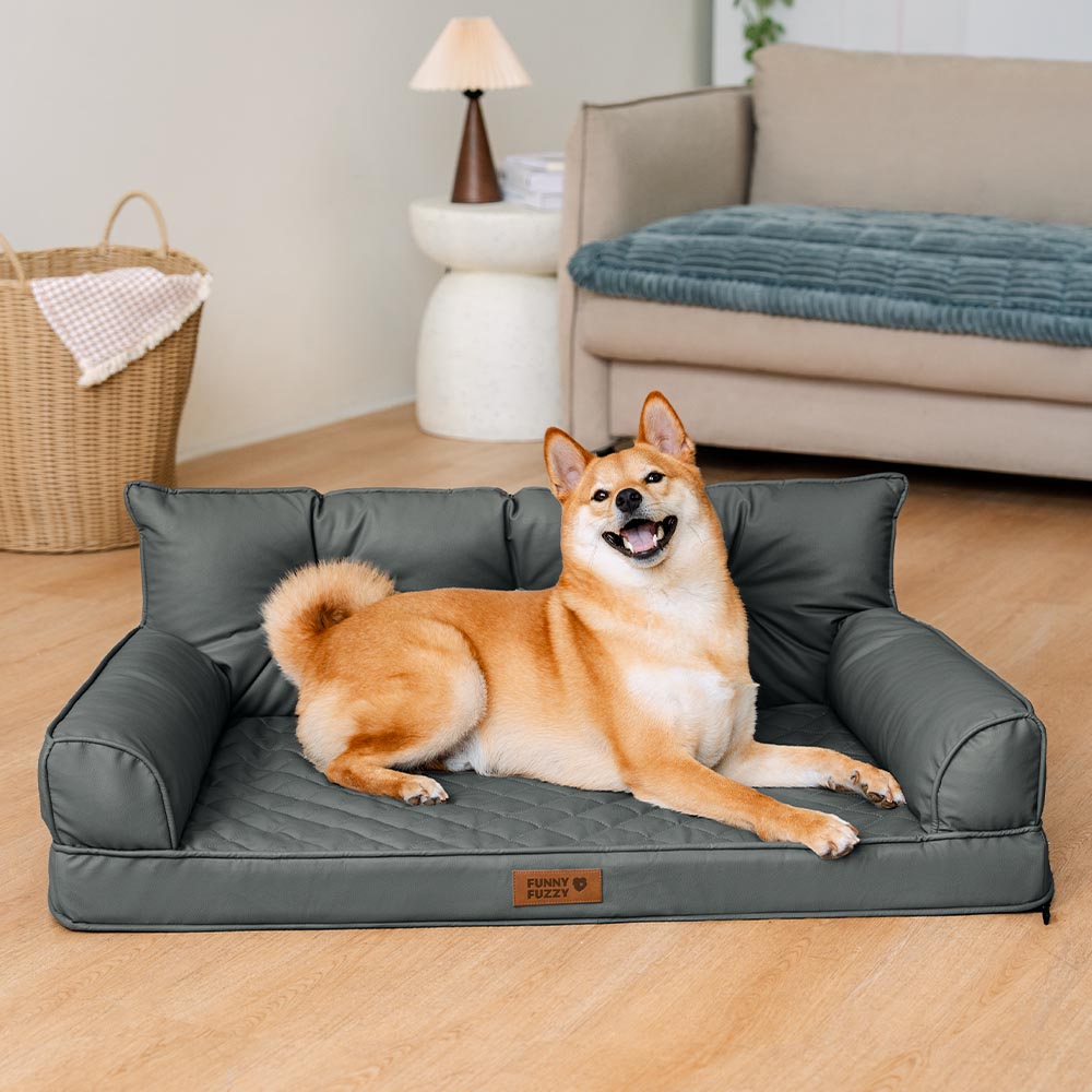 Luxe Faux Leather Foldable Orthopedic Large Dog Bed - CoreLounge