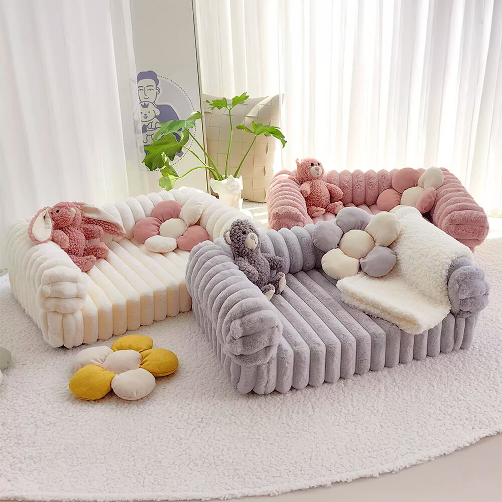 Cream Fluffy Comfort Orthopedic Dog and Cat Sofa Bed