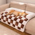 Cubierta protector de muebles para perros acogedores a cuadros de crema cuadrado