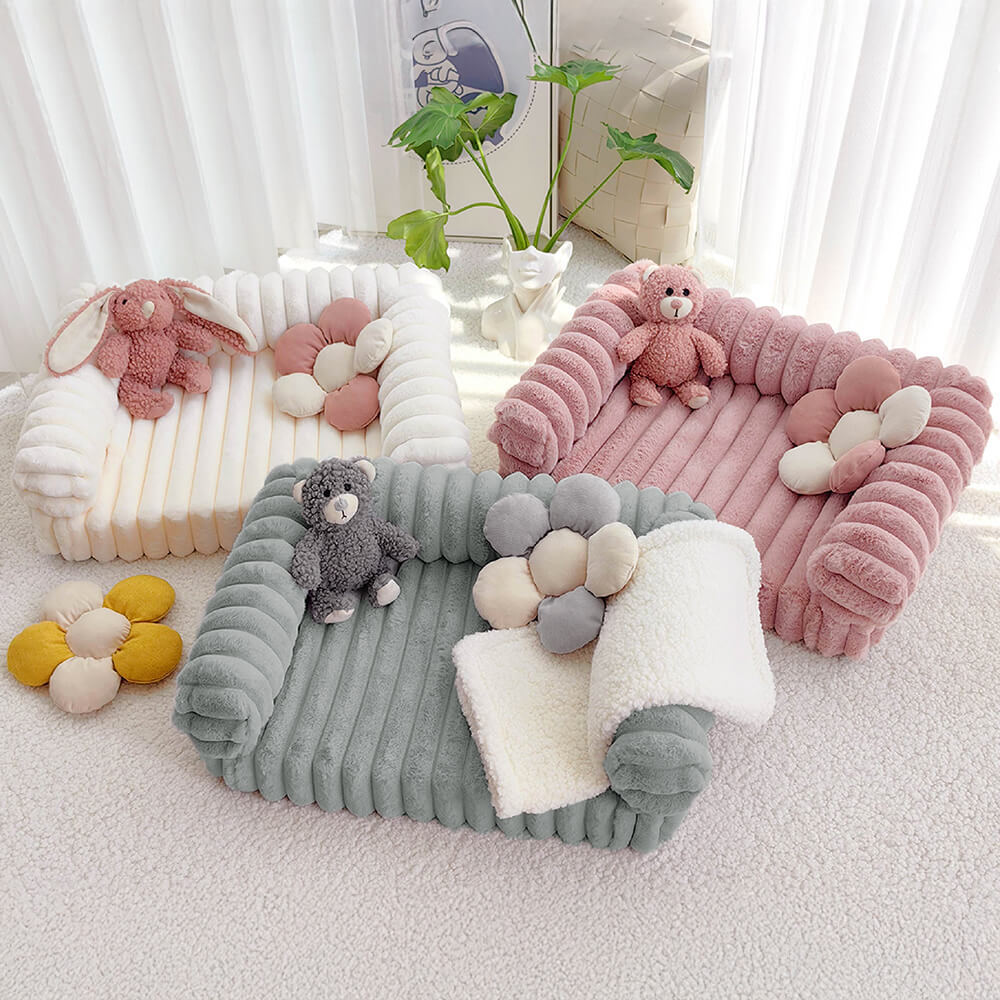 Cream Fluffy Comfort Orthopedic Dog and Cat Sofa Bed