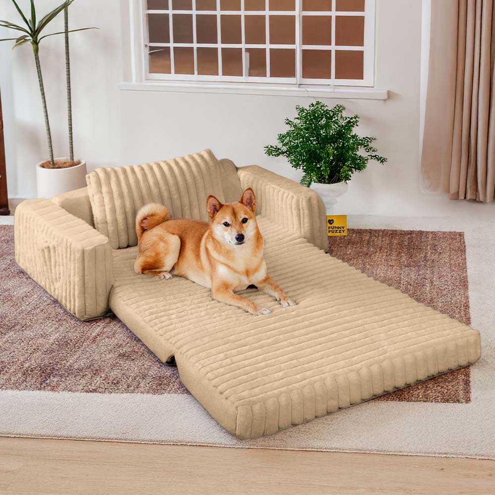 Creamy Fluffy Orthopedic Human-Dog Bolster Bed - Expandable Comfort