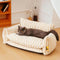Canapé-lit rayé tendance en fausse laine d'agneau, Double couche pour chat