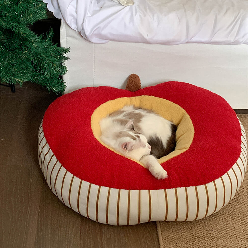 Apple Shaped Soft Plush Washable Cozy Dog & Cat Bed