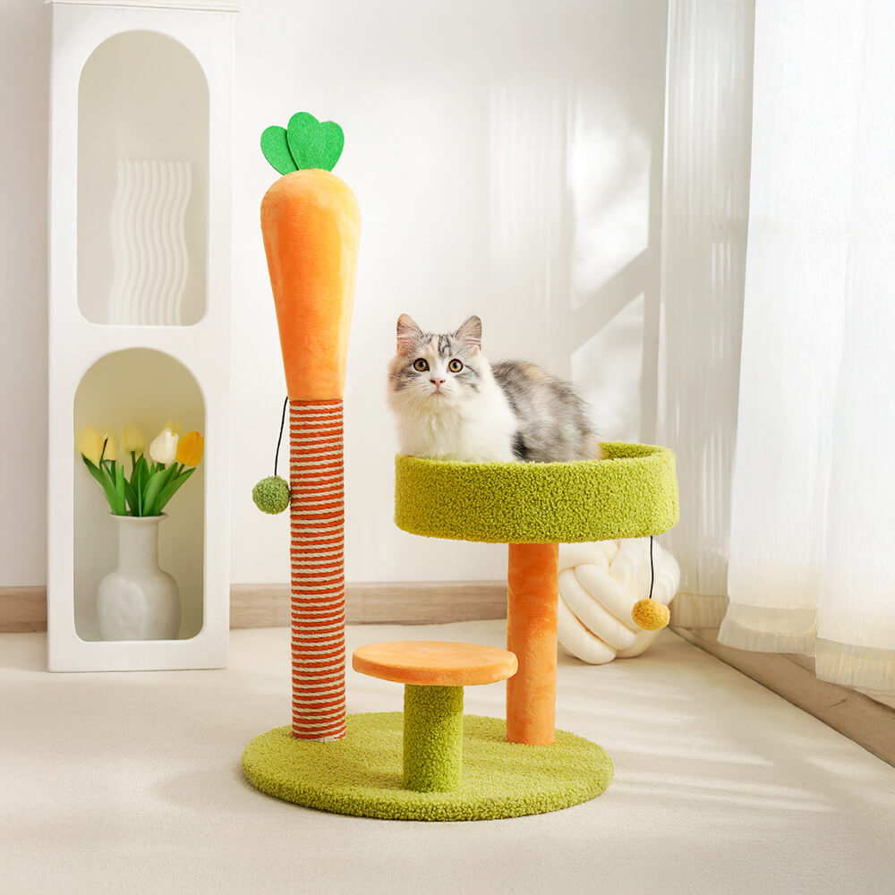 Carrot Sisal Scratch-Resistant Double-Layer Platform Small Cat Tree