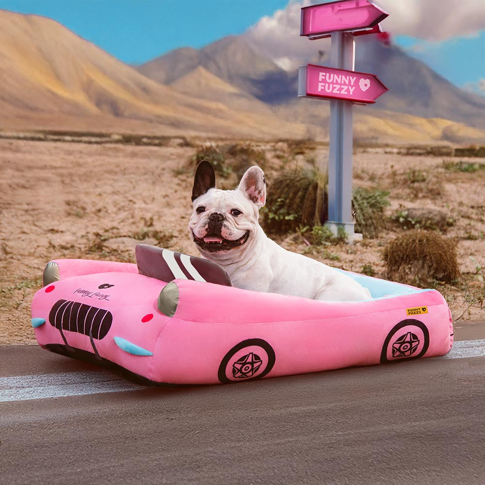 FUNNYFUZZY Chic Racer Car Supportive Dog Bed - Glamour Drive