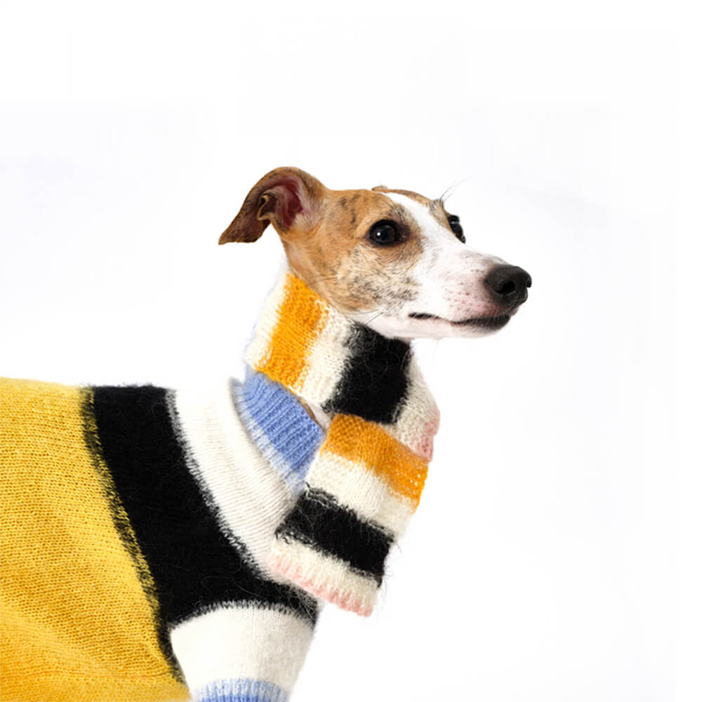 Colorful Soft Mohair Warm Knitted Dog Scarf