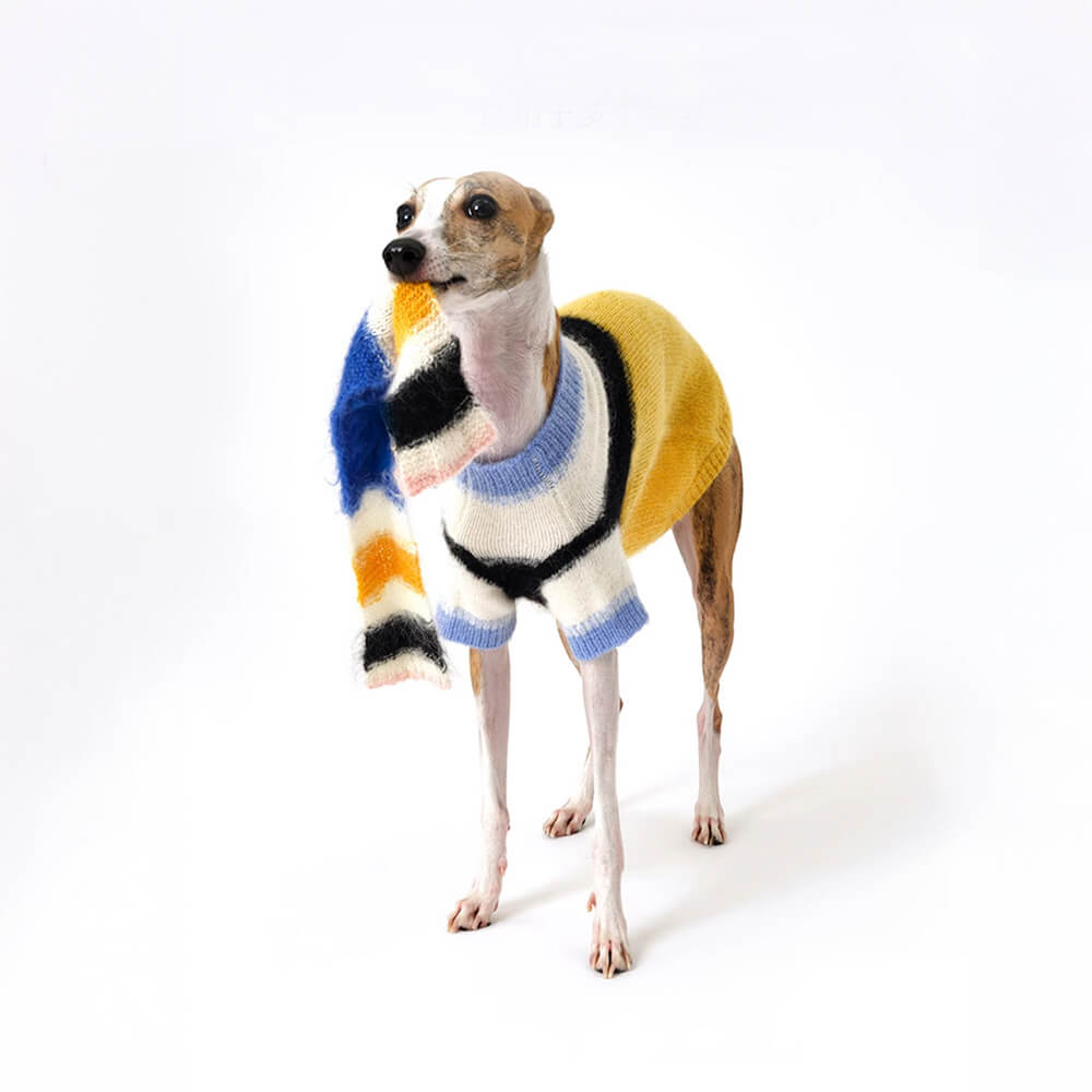 Colorful Soft Mohair Warm Knitted Dog Scarf