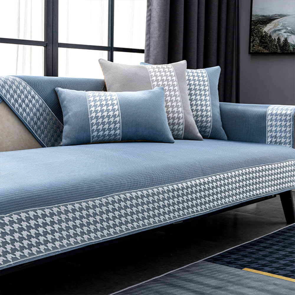 Cooling Houndstooth Ice Silk Breathable Couch Cover