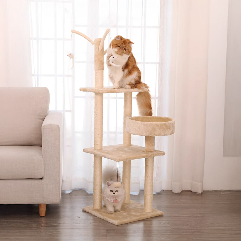 Cozy and Fun Scratch-Resistant Sisal Multi-Level Cat Tree