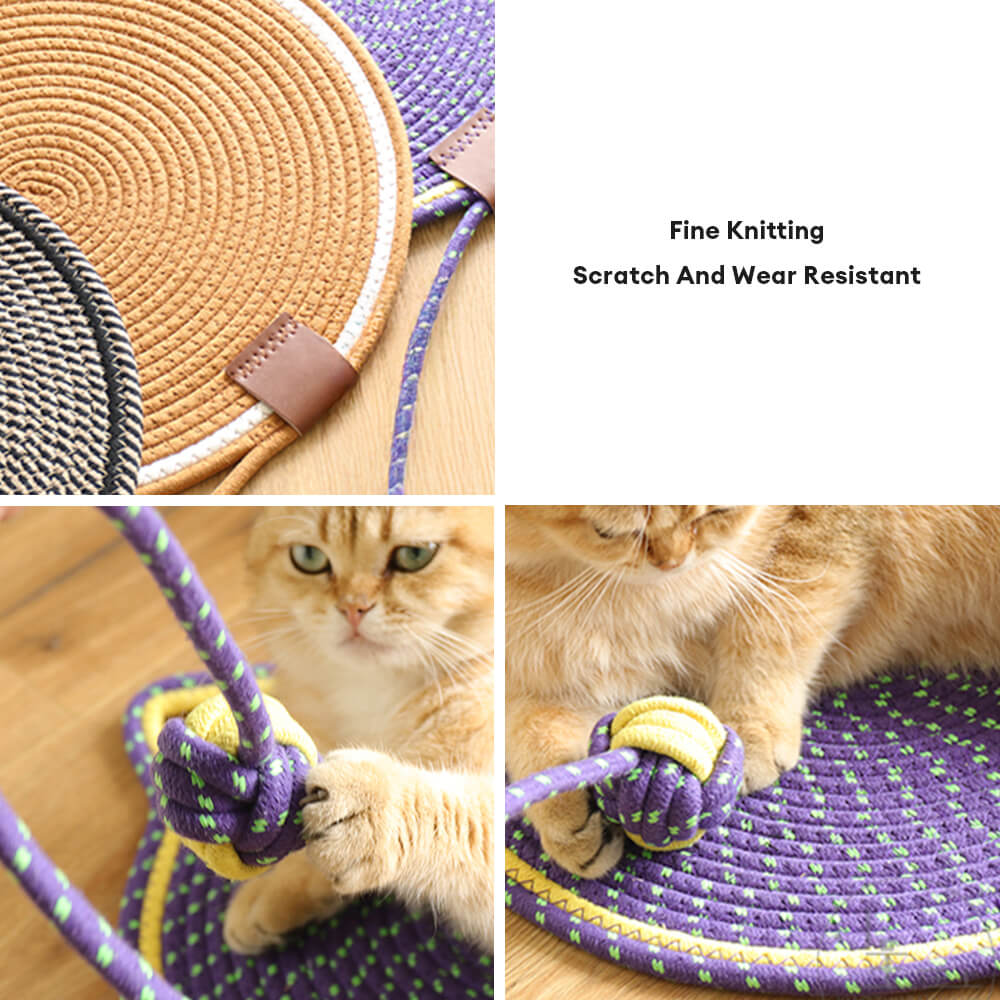 Durable Cat Ear Round Cat Scratching Mat with Toy Ball