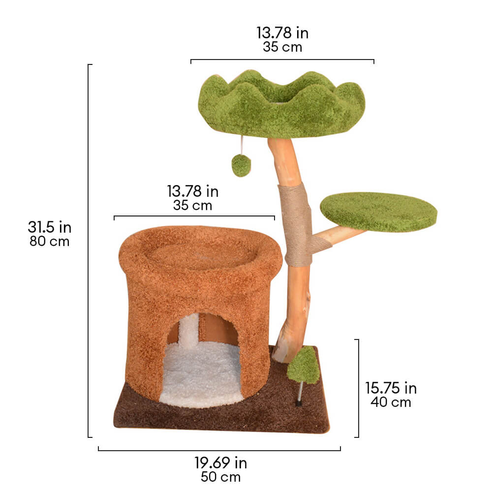 Forest-Inspired Tree Hollow Cat Cave Solid Wood Cat Tree