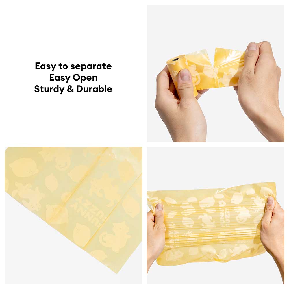 FUNNYFUZZY Lemon Scented Durable Recycled Poop Bags - Fresh Up