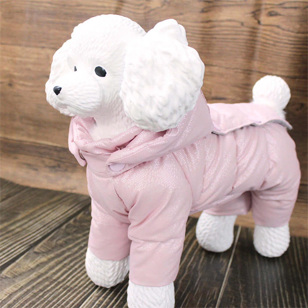 Manteau à capuche imperméable et confortable pour chien, luxueux et confortable à clipser dans le dos