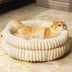 Minimalismo redondo de leche tibia Velvet Faux Fur Fur Pierro y cama de gato