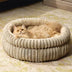 Minimalismo redondo de leche tibia Velvet Faux Fur Fur Pierro y cama de gato