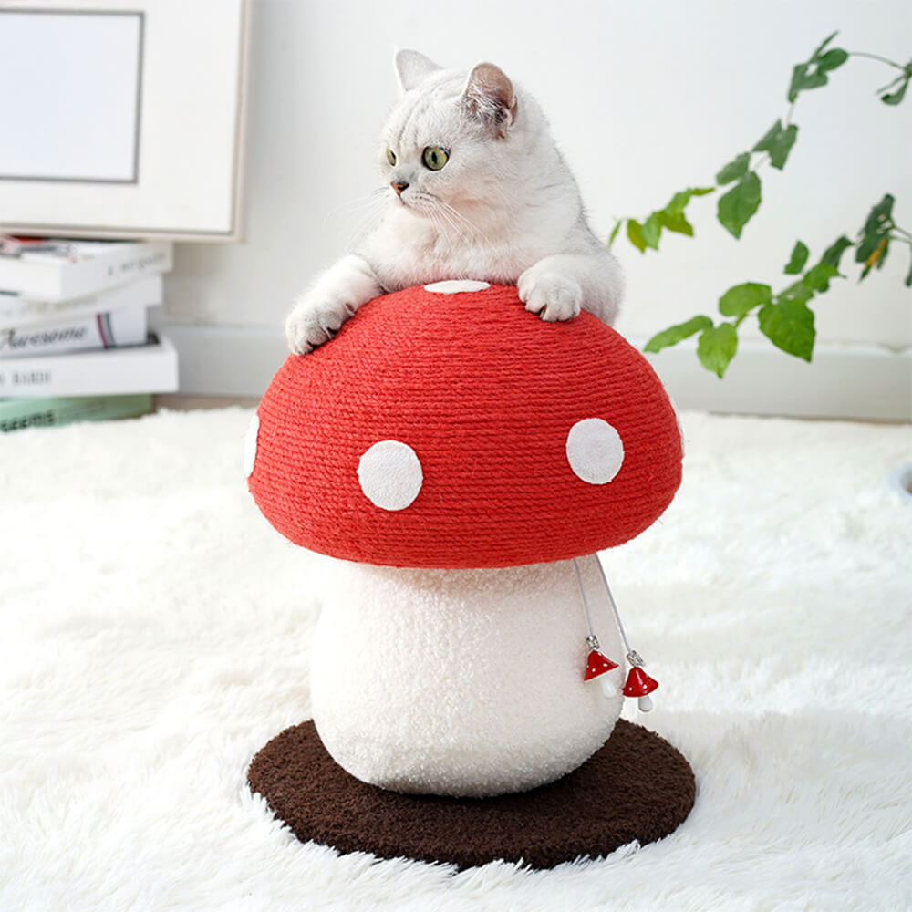 Mushroom-Shaped Natural Sisal Scratching Post for Large Cats