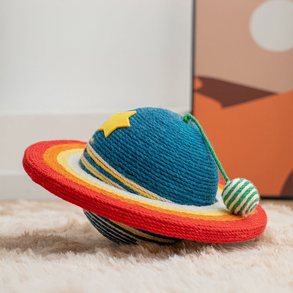 Rainbow Planet Sisal Cat Scratcher with Hanging Ball