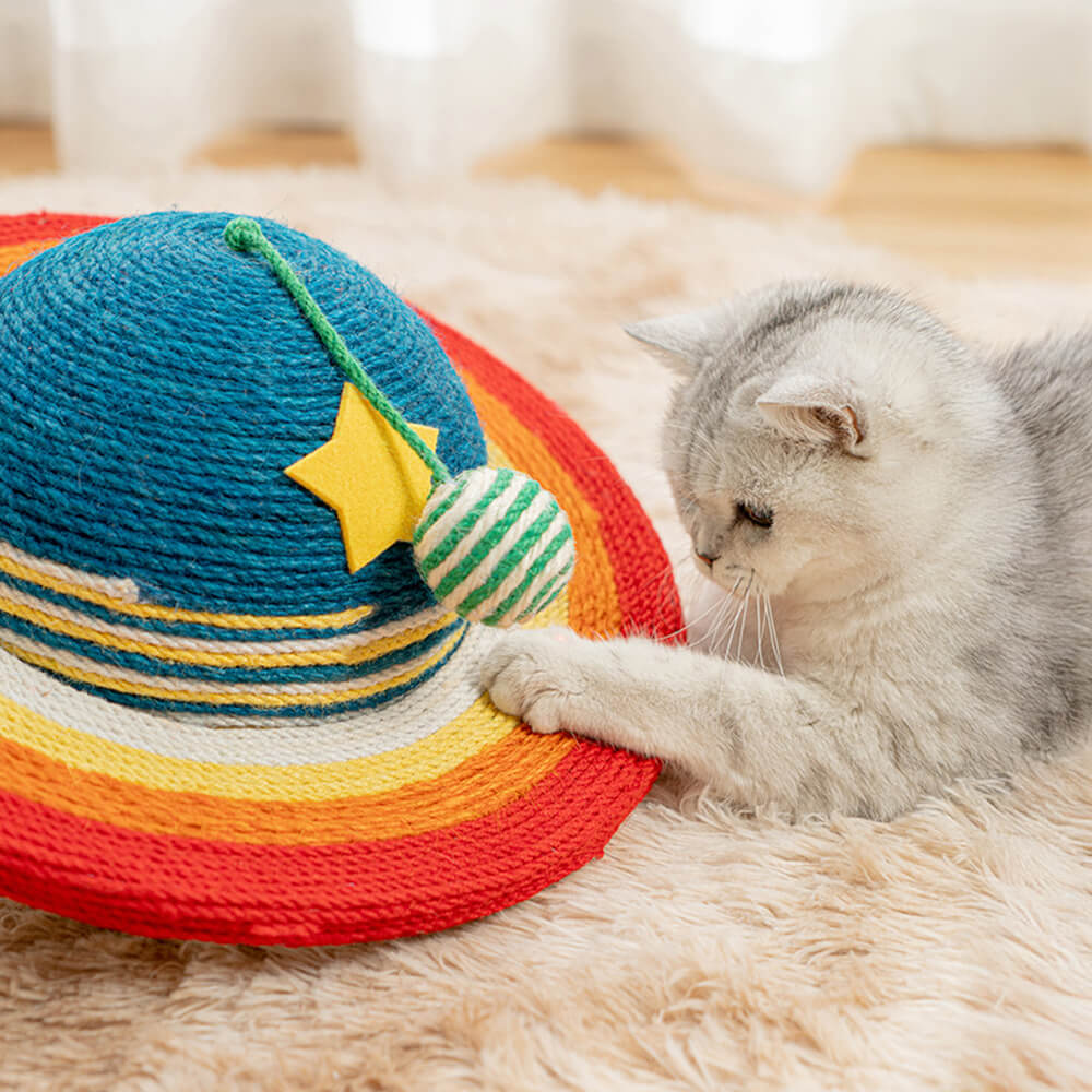 Rainbow Planet Sisal Cat Scratcher with Hanging Ball