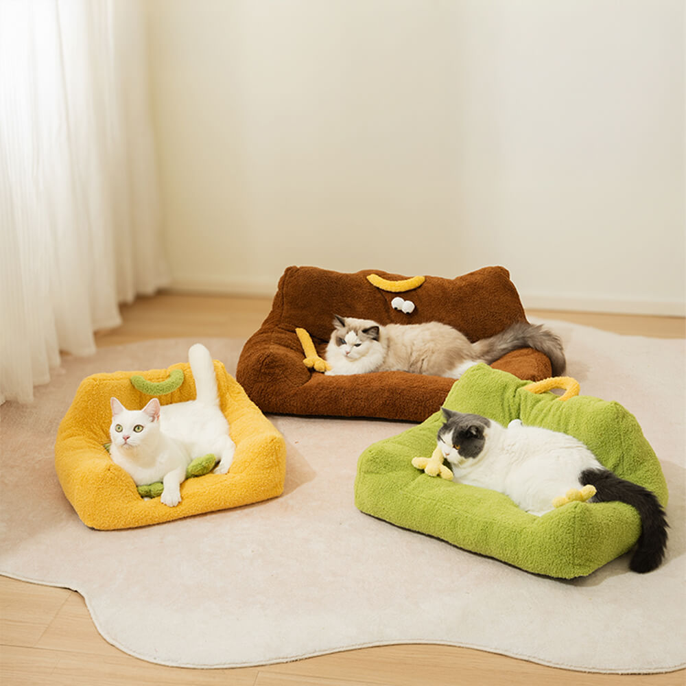 Erhöhtes Hunde- und Katzen-Sofabett im Monster-Design aus weichem Plüsch