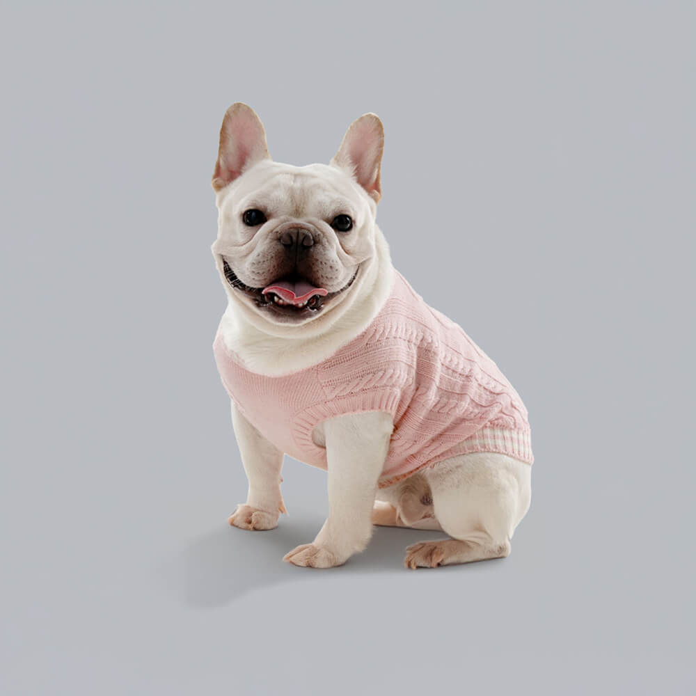 Pull chaud et extensible pour chien et chat, col en V, tricot Argyle, tendance