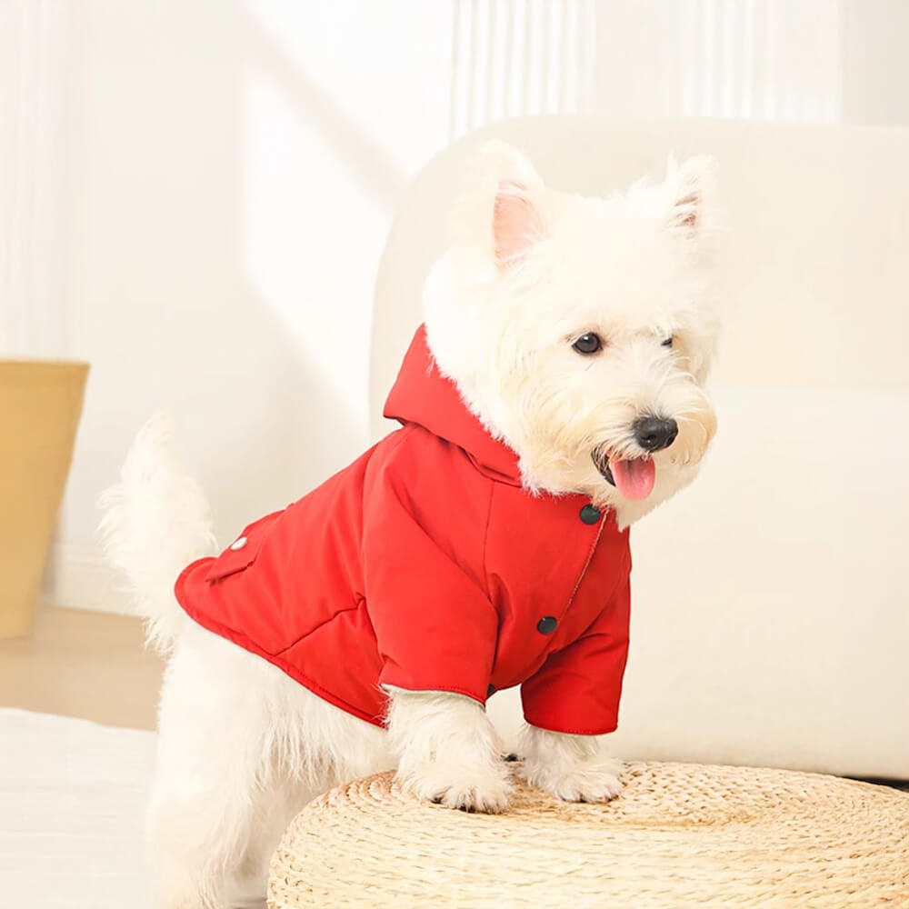 Ultra-Warm Faux Fur Lining Windproof Hooded Dog Coat