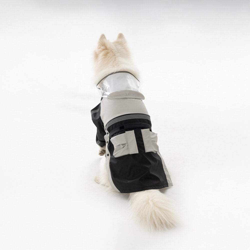 Imperméable réfléchissant imperméable à capuche pour chien, ajustement réglable, bord Transparent