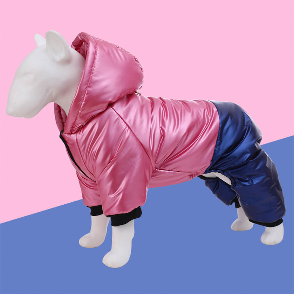 Manteau à capuche imperméable et coupe-vent pour chien avec fermeture à pression