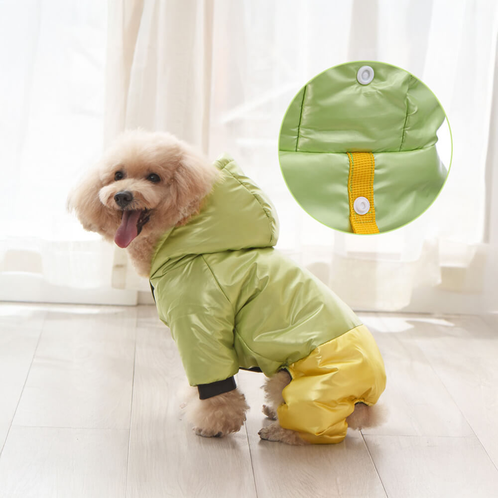 Manteau à capuche imperméable et coupe-vent pour chien avec fermeture à pression