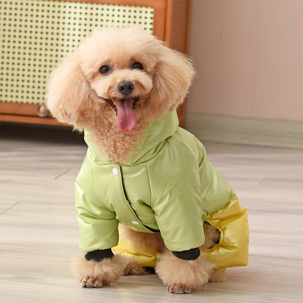 Manteau à capuche imperméable et coupe-vent pour chien avec fermeture à pression