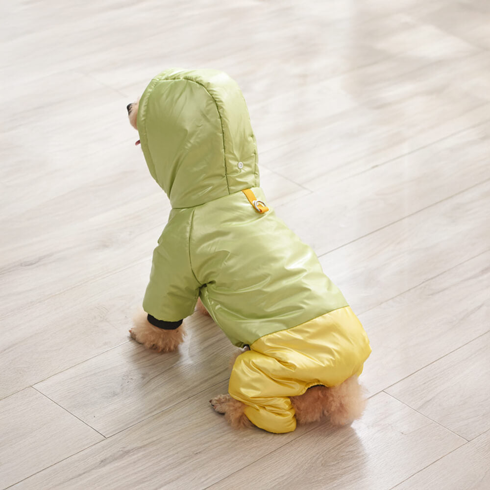 Manteau à capuche imperméable et coupe-vent pour chien avec fermeture à pression