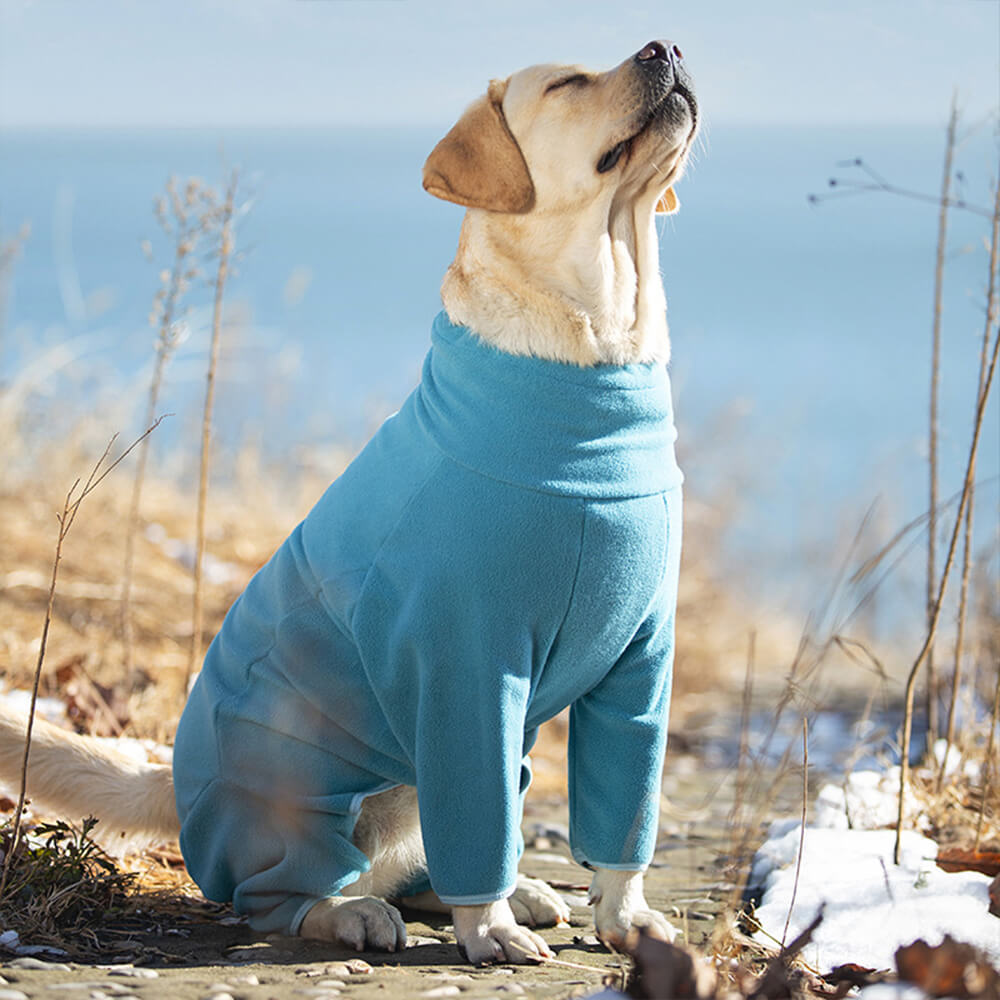 Winddichter Ganzkörper-Wärme-Rollkragenpullover aus Polarfleece für Hunde