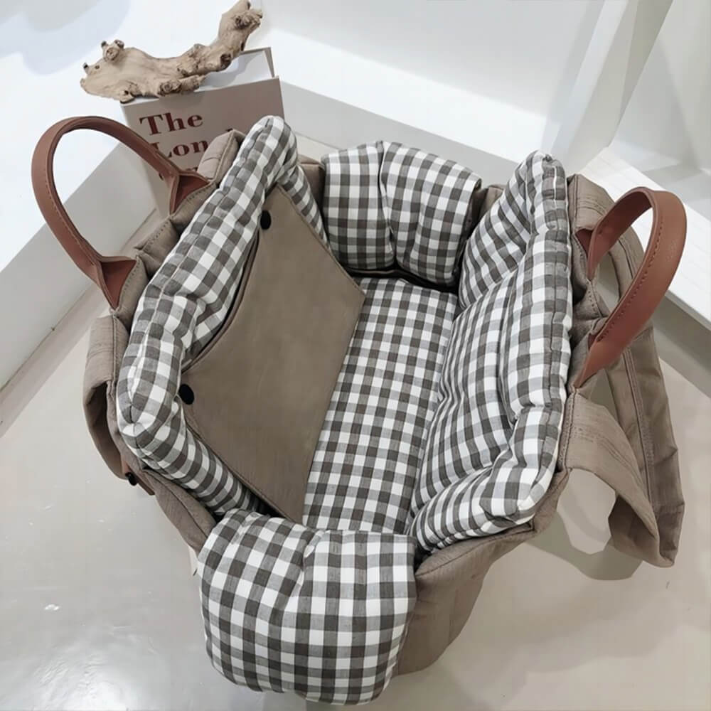 Gingham Portable Soft Multi-Purpose Dog & Cat Carrier Bag