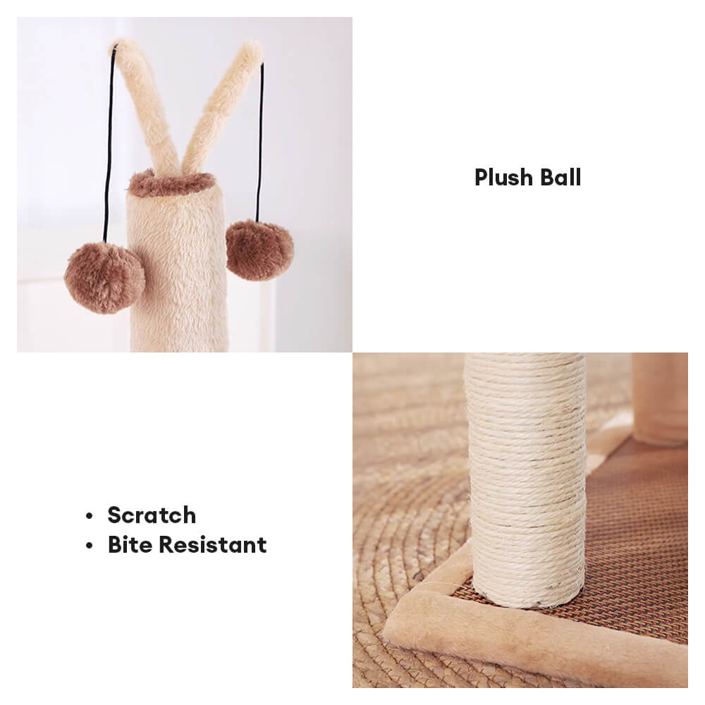 Breathable Rattan-Weave Sisal Multi-Level Cat Tree with Cozy Bed
