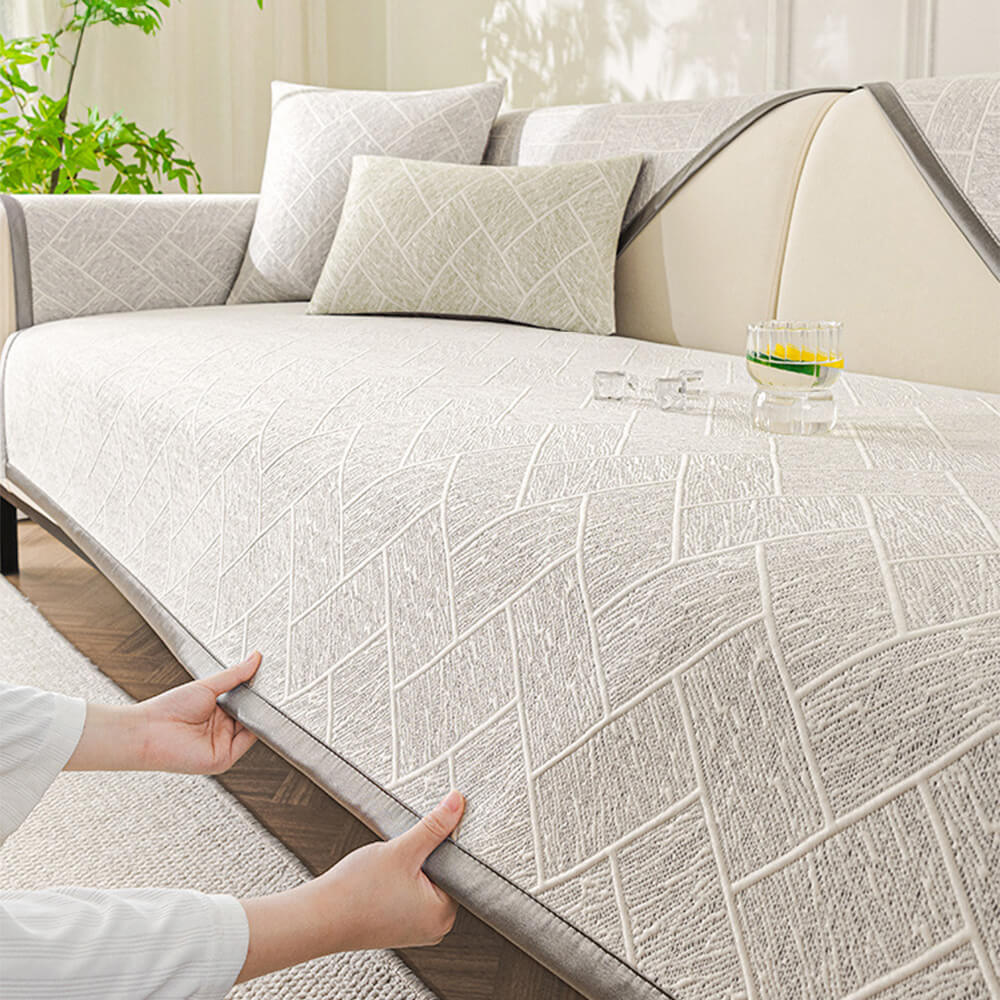 Cooling Iced Bean Geometric Pattern Non-Slip Couch Cover