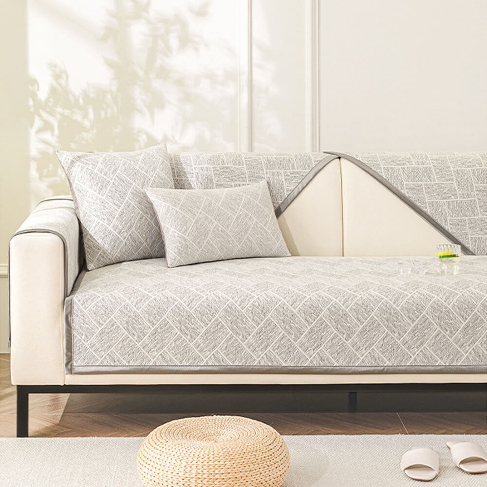 Cooling Iced Bean Geometric Pattern Non-Slip Couch Cover
