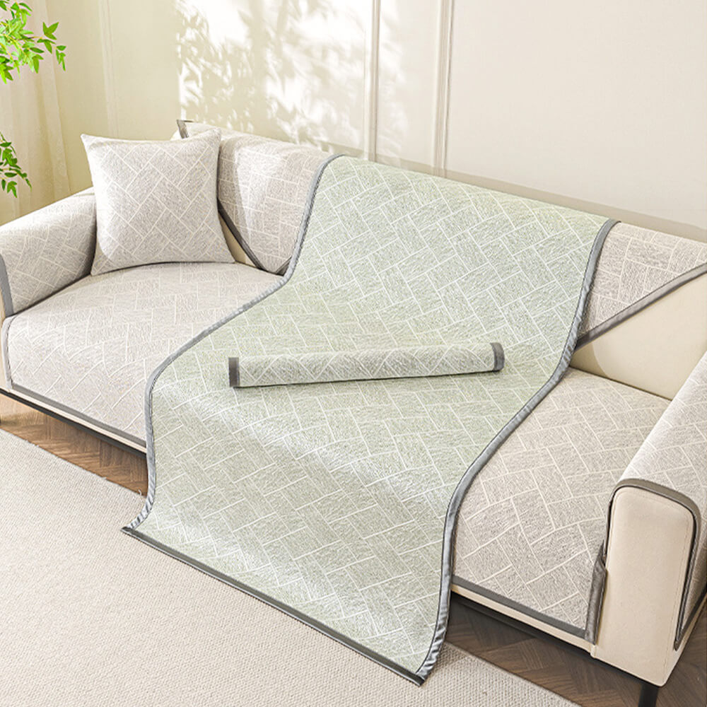 Cooling Iced Bean Geometric Pattern Non-Slip Couch Cover