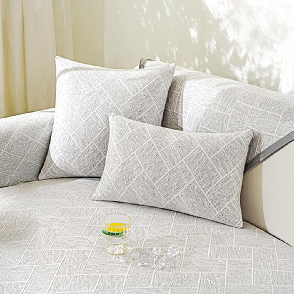 Cooling Iced Bean Geometric Pattern Non-Slip Couch Cover