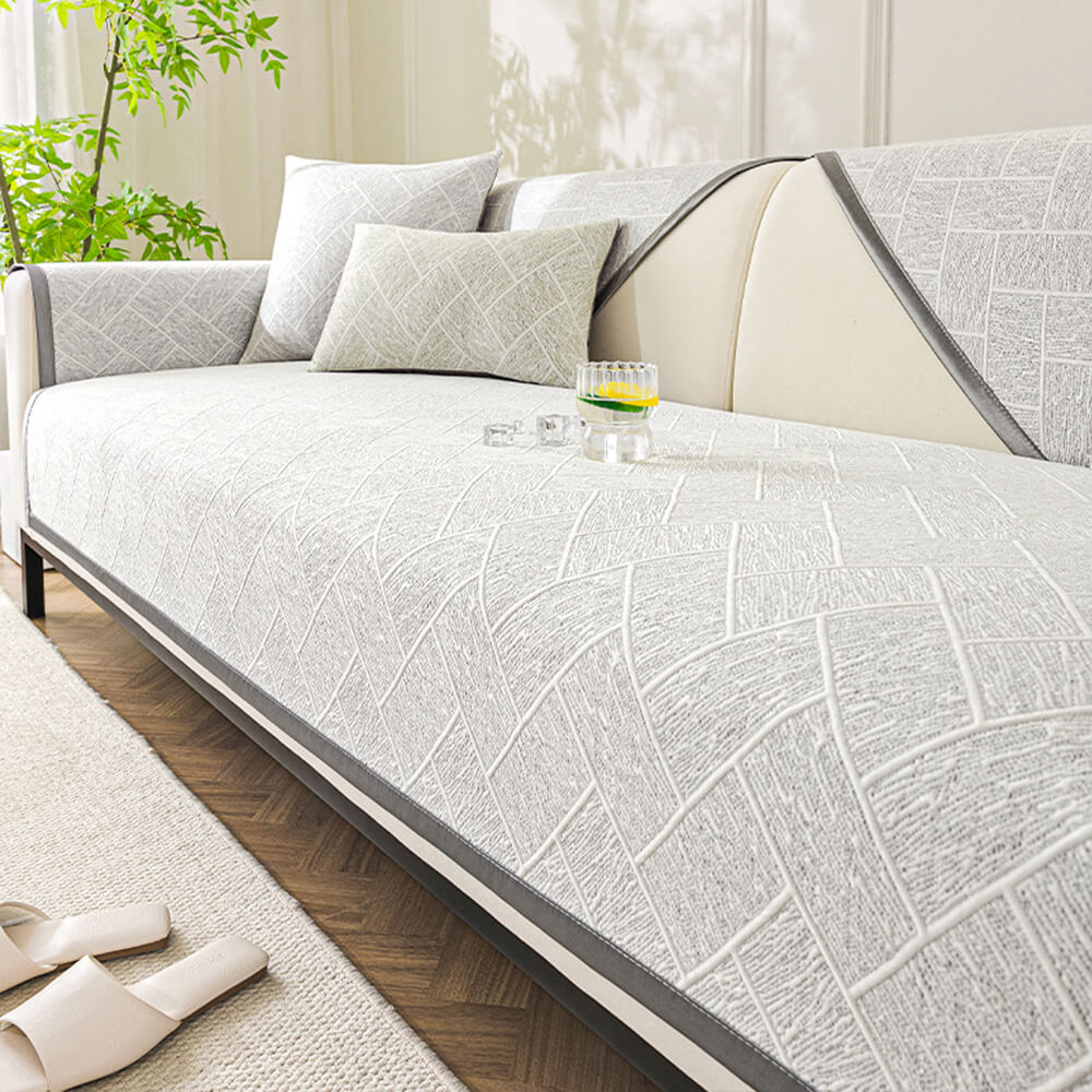 Cooling Iced Bean Geometric Pattern Non-Slip Couch Cover