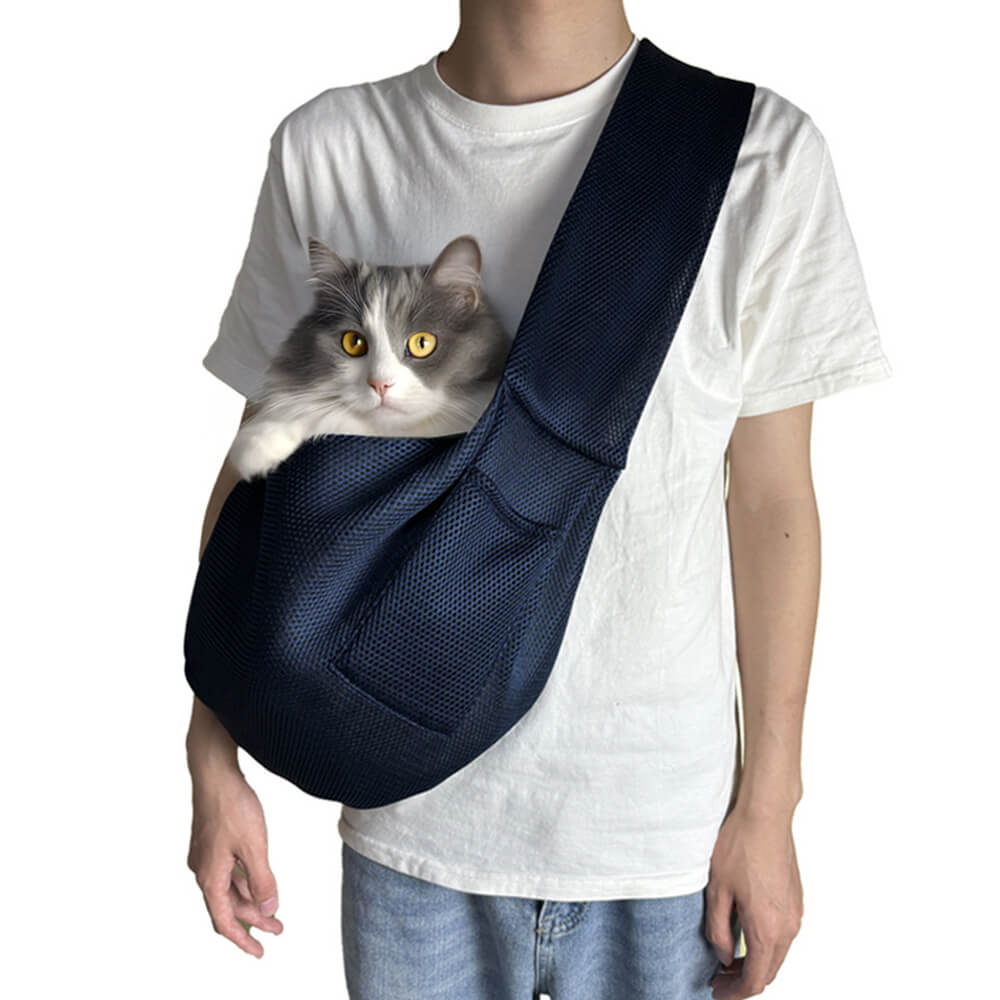 Mesh Breathable Lightweight Portable Crossbody Travel Cat & Dog Carrier Bag