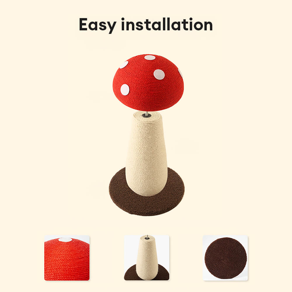 Mushroom-Shaped Natural Sisal Scratching Post for Large Cats