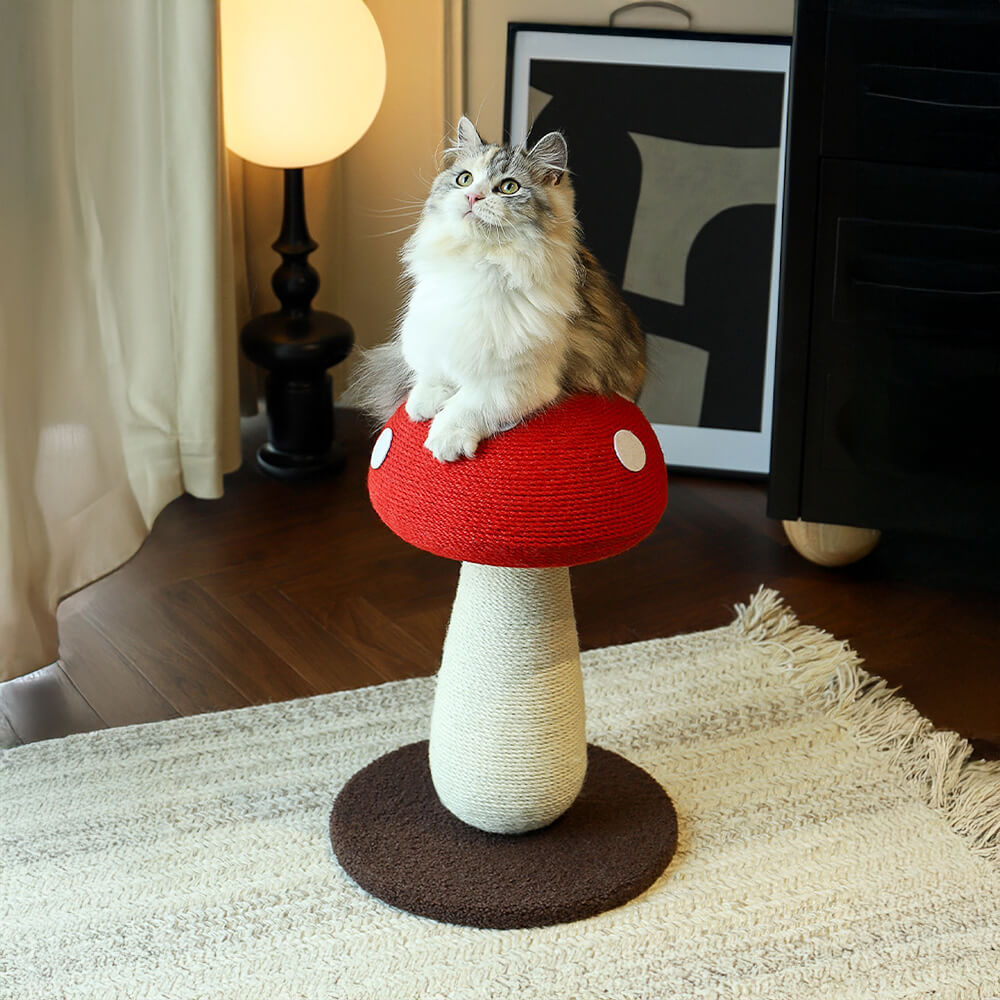 Mushroom-Shaped Natural Sisal Scratching Post for Large Cats
