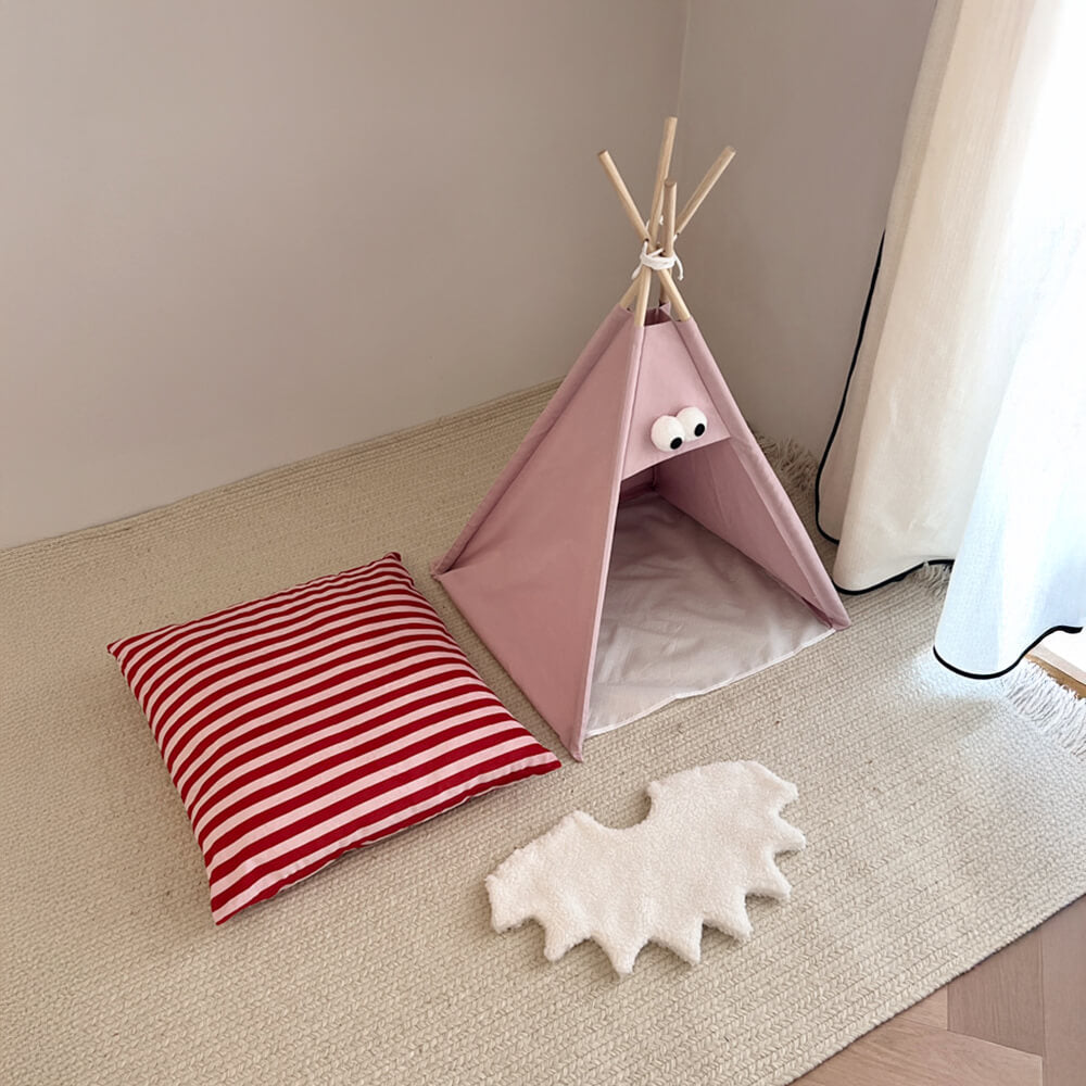 Cute and Funny Striped Semi Enclosed Dog & Cat Tent