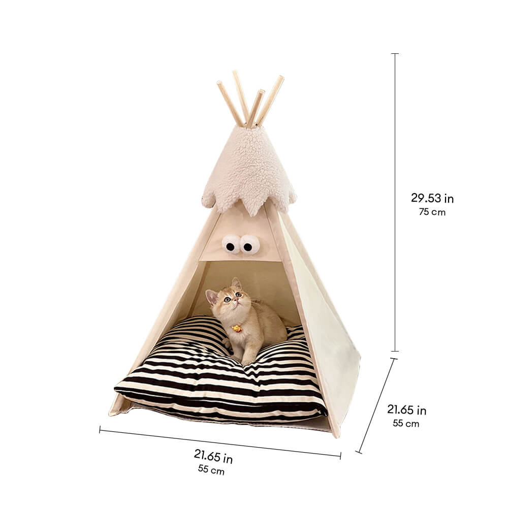 Cute and Funny Striped Semi Enclosed Dog & Cat Tent