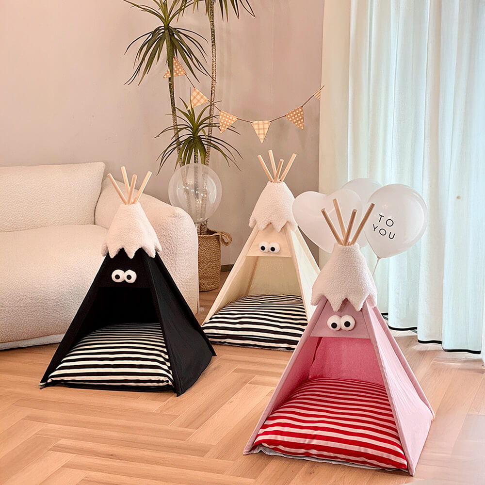 Cute and Funny Striped Semi Enclosed Dog & Cat Tent