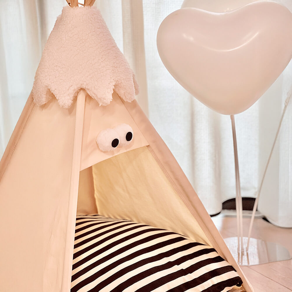 Cute and Funny Striped Semi Enclosed Dog & Cat Tent