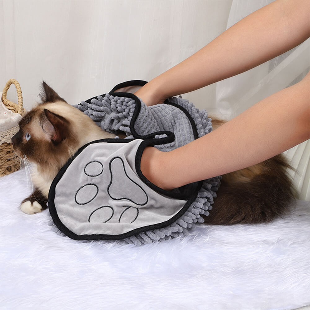 Toalla de baño de chenille y gato de chenille suave y seca