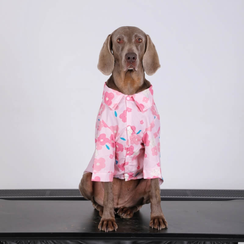 Fashionable Pink Floral Dog Shirt Breathable Clothes For Large Dogs