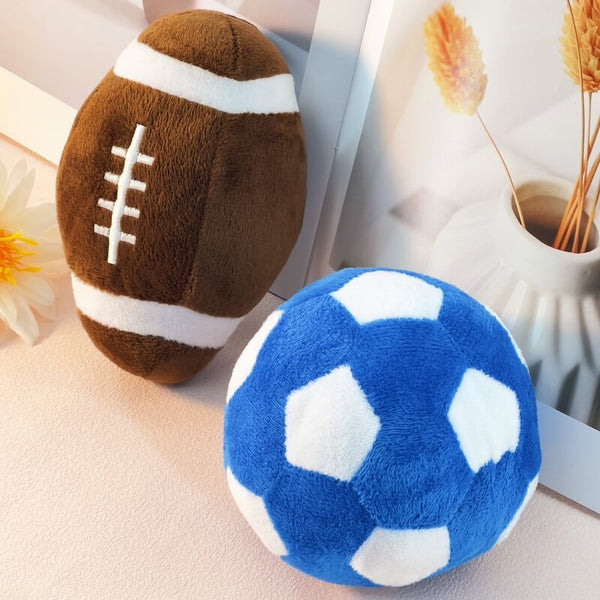 Giocattolo da masticazione interattivo peluche calcistica giocattolo cigolio